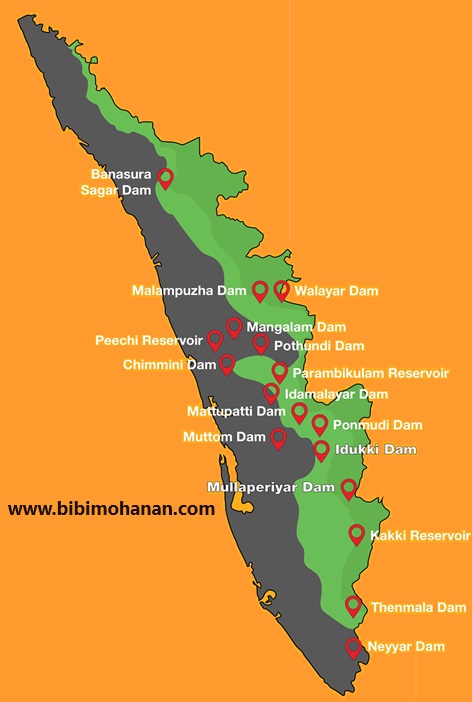 dams of kerala map